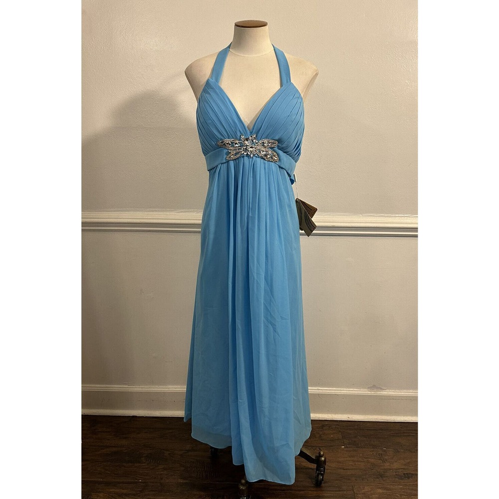 Light In The Box AQUA BLUE SHIMMER CHIFFON BEADED BLING PROM FORMAL GOWN DRESS